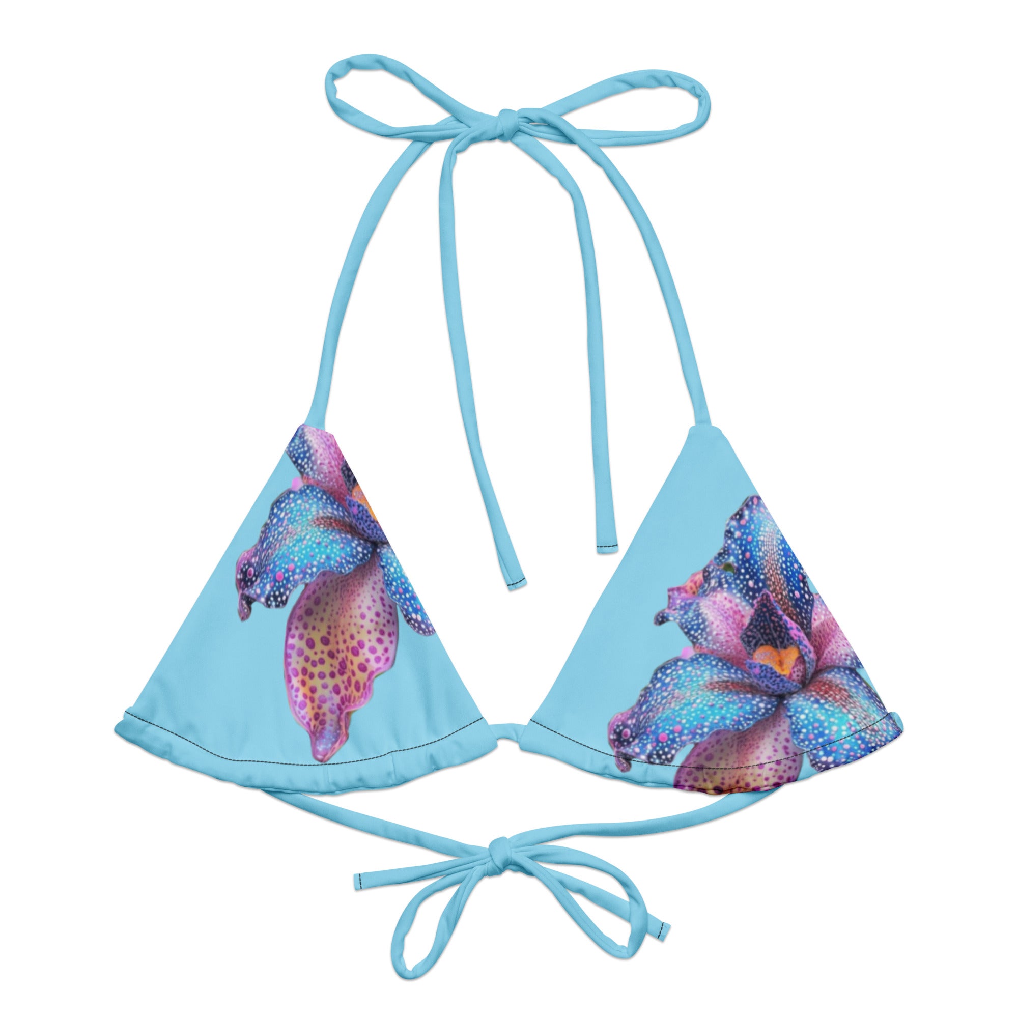 Blue Water Lily String Bikini Top