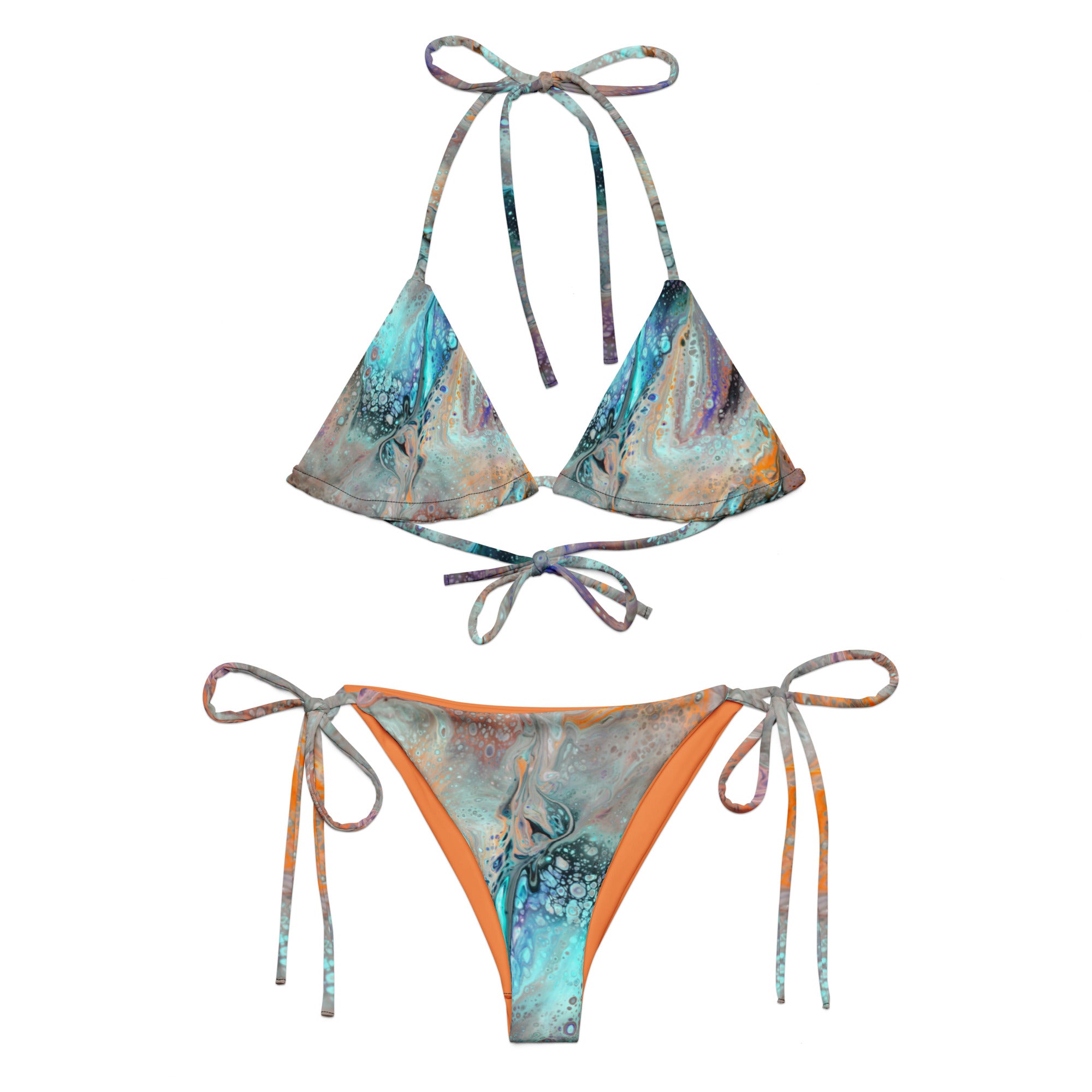 Tropical Ocean Blue String Bikini Set